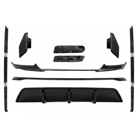 Aero Body Kit Front Bumper Lip and Air Diffuser suitable for BMW X6 F16 LCI (2015-2019) M Technik Sport Piano Black