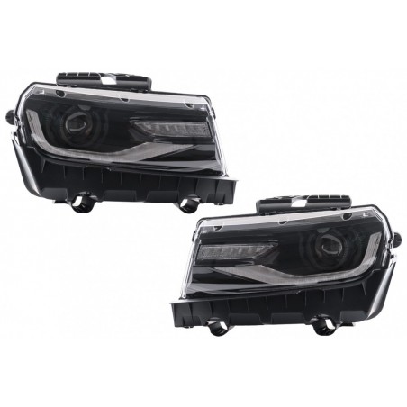 Priekiniai žibintai LED DRL tinka Chevrolet Camaro Mk5 Facelift (2014-2015) Sequential Amber Dynamic Posing Lights Conversion į 