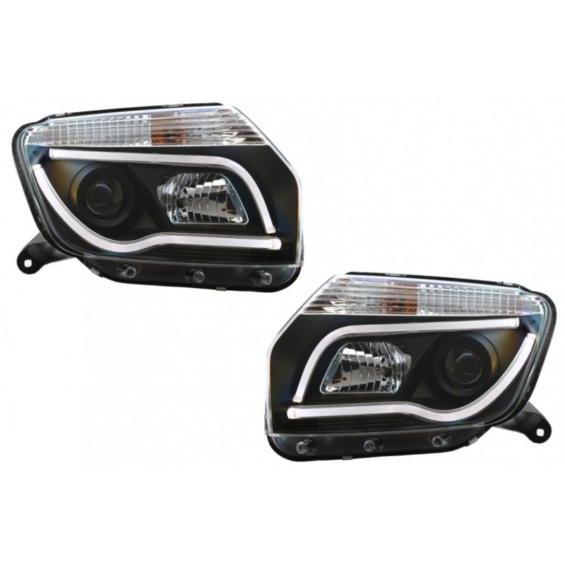 LED Headlights suitable for Dacia Duster I (2009-2014) Tube Light Bar Black Edition
